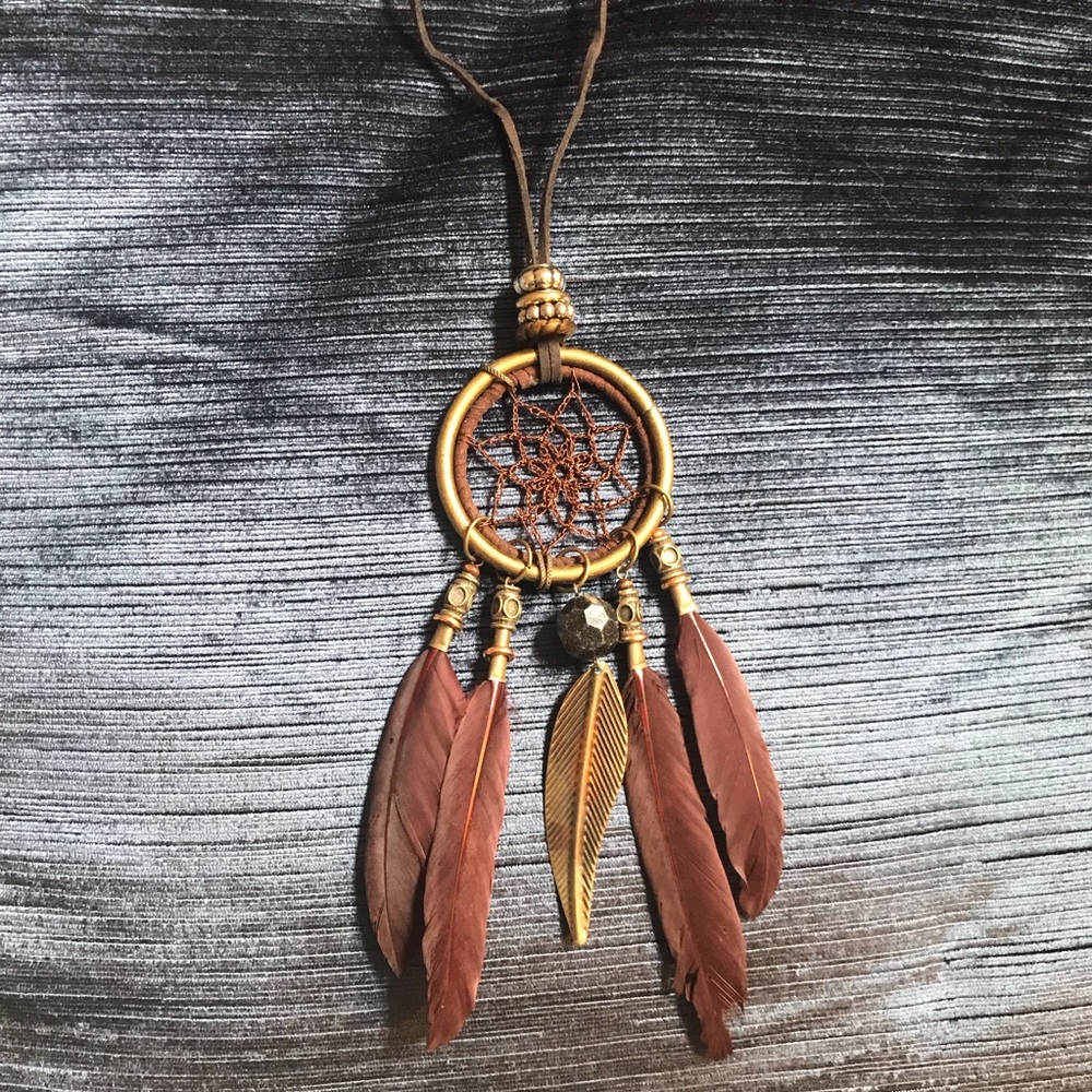 One of a kind Boho dreamcatcher statement necklace